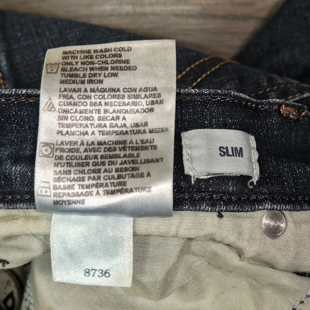 Dickies Slim Blue Jeans Mens Size 33x30 With Stretch Mid-rise Med-wash